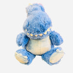 Blue T-Rex Warmies plush with fluffy texture, gentle features, and microwavable lavender scented weighted filling