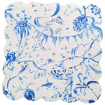 Blue and white chinoiserie scalloped metal display board for photos, notes, and mini gallery decor