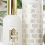 Thomas Blonde Joshua Tree room and linen spray bottle with clear quartz crystals
