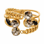 Antique gold bracelet with sparkling crystal accents and vintage-inspired design.