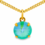 Tova necklace with soft mint and glacier blue crystals and antique gold-plated accents.