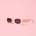 Blush rose sunglasses with trendy lightweight frame and UV400 protection.