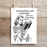 Edgy funny greeting card with bold explicit humor message, 5x7 folded linen cardstock card with blank inside and matching envelope.