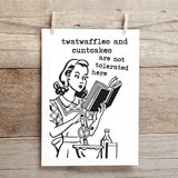 Edgy funny greeting card with bold explicit humor message, 5x7 folded linen cardstock card with blank inside and matching envelope.