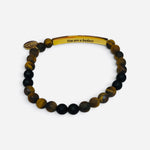 Brown and black natural stone bracelet with engraved You Are A Badass message.