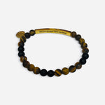 Brown and black natural stone bracelet with You Are Stronger Than You Think engraved message.
