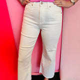 Zenana High-rise cropped white wide leg denim jeans