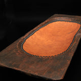 Beaded Classic Dough Bowl with Embossed Leather and Cowhide