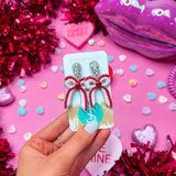 Pink/Red Beaded Bows