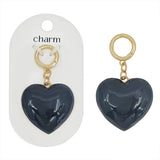 Black 1.5-inch heart charm for scarf necklaces with a sleek color-coated finish.