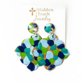 Multi-Blues Confetti Dangle Earrings