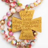 Pink Candy Jade with Anna Cross Necklace
