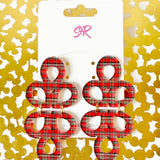 Red Plaid Acrylic Janey Dangle Earring