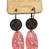 LV Pink Glitter Acrylic Earrings