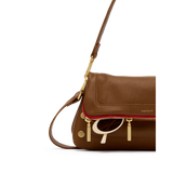 Hammitt Beverly Med Mahogany Pebble/Brushed Gold Red Zip Handbag