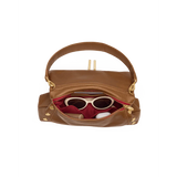 Hammitt Beverly Med Mahogany Pebble/Brushed Gold Red Zip Handbag