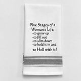 Five Stages Of A Woman's Life Tea Towel