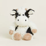 Black and White Cow Warmies microwavable plush with spotted fur and calming French lavender scent.