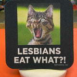 Funny novelty coaster with humorous phrase and absorbent neoprene material