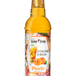 Skinny Mixes sugar free Peach syrup bottle with sweet ripe peach flavor.