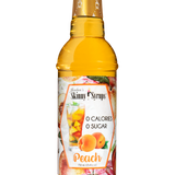 Skinny Mixes sugar free Peach syrup bottle with sweet ripe peach flavor.