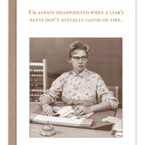 Pants On Fire Birthday Card